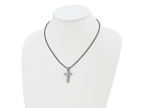 Titanium Leather Cord Cross 18-inch Necklace - 184RLA | JTV