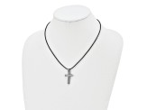 Titanium Leather Cord Cross 18-inch Necklace