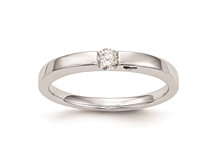 Rhodium Over 14K White Gold First Promise Diamond Promise/Engagement Ring 0.10ctw