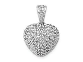 Rhodium Over 14k White Gold Diamond Heart Pendant