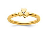 14K Yellow Gold Over Sterling Silver Stackable Expressions Diamond Clover Ring 0.005ctw