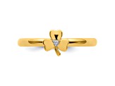 14K Yellow Gold Over Sterling Silver Stackable Expressions Diamond Clover Ring 0.005ctw