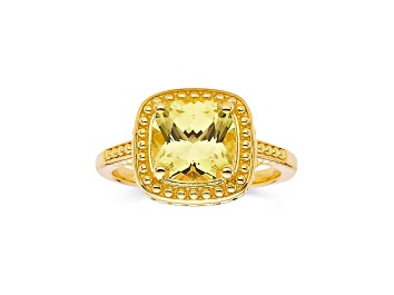 Picture of Square Cushion Lab Created Yellow Sapphire 18K Yellow Gold Over Sterling Silver Ring 2.90ctw