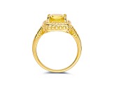 Square Cushion Lab Created Yellow Sapphire 18K Yellow Gold Over Sterling Silver Beaded Halo Ring