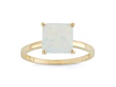 Princess Cut Lab Created Opal 10K Yellow Gold Ring 1.50ctw