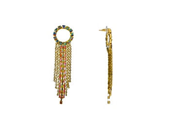 Picture of Off Park® Collection, Gold-Tone Crystal Circle-Top Fringe Earrings.