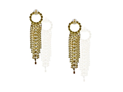 Off Park® Collection, Gold-Tone Crystal Circle-Top Fringe Earrings.