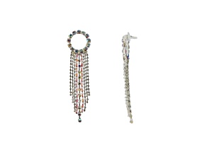 Off Park® Collection, Silver-Tone Crystal Circle-Top Fringe Earrings.
