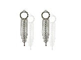 Off Park® Collection, Silver-Tone Crystal Circle-Top Fringe Earrings.