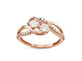 Morganite with Diamond 10K Rose Gold 2-Stone Ring 0.93ctw