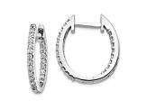 Rhodium Over 10k White Gold 11/16" 0.5ctw In and Out Diamond Hinged Hoop Earrings