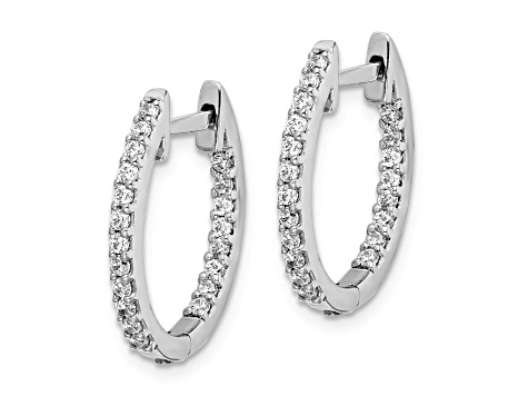 Rhodium Over 10k White Gold 11/16" 0.5ctw In and Out Diamond Hinged Hoop Earrings
