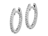 Rhodium Over 10k White Gold 11/16" 0.5ctw In and Out Diamond Hinged Hoop Earrings