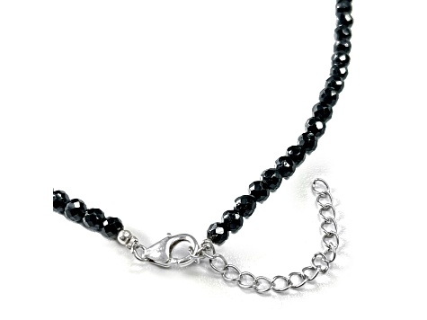 Black Spinel Beaded Sterling Silver Necklace