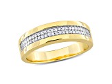 Diamond Yellow Sterling Silver Unisex Double Row Band Ring 0.10ctw