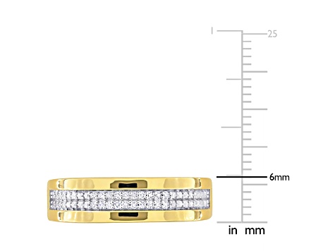 Diamond Yellow Sterling Silver Unisex Double Row Band Ring 0.10ctw