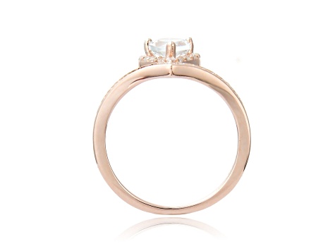 Pear Shape and Round White Topaz 14K Rose Gold Over Sterling Silver Ring, 1.6ctw