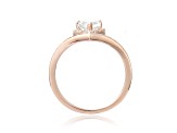 Pear Shape and Round White Topaz 14K Rose Gold Over Sterling Silver Ring, 1.6ctw