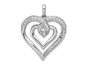 Rhodium Over 14k White Gold Diamond Entwined Heart Pendant