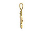 10k Yellow Gold Cubic Zirconia Budded Cross with Cross Dangle Pendant