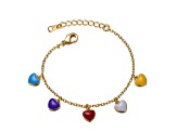 Toddler/Kids 14K Yellow Gold Plated over Brass with Multi-Enamel Heart Charm Bracelet