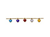 Toddler/Kids 14K Yellow Gold Plated over Brass with Multi-Enamel Heart Charm Bracelet