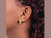 Rhodium Over 10k White Gold 2.5ctw Citrine November Birthstone and Diamond Dangle Earrings