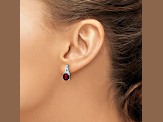 Rhodium Over 10k White Gold 2.5ctw Garnet January Birthstone and Diamond Dangle Earrings