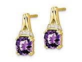 10k Yellow Gold 2.5ctw Amethyst February Birthstone and Diamond Dangle Earrings