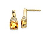 10k Yellow Gold 2.5ctw Citrine November Birthstone and Diamond Dangle Earrings