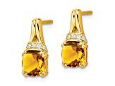 10k Yellow Gold 2.5ctw Citrine November Birthstone and Diamond Dangle Earrings