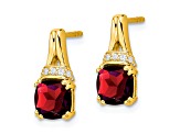 10k Yellow Gold 2.5ctw Garnet January Birthstone and Diamond Dangle Earrings