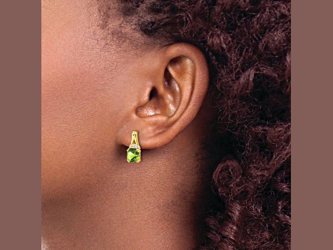 10k Yellow Gold 2.5ctw Peridot August Birthstone and Diamond Dangle Earrings