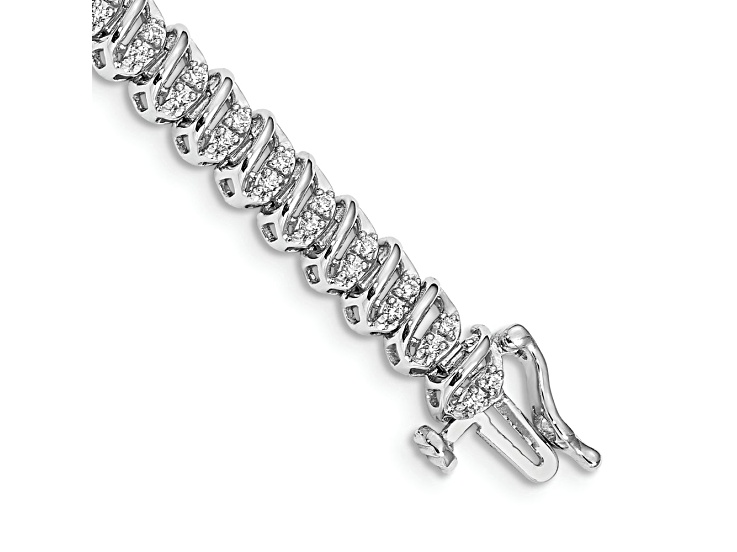 Rhodium Over 14k White Gold Diamond Fancy Bracelet
