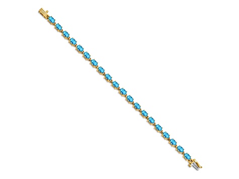 14K Two-tone Gold 6x4mm Oval Blue Bracelet