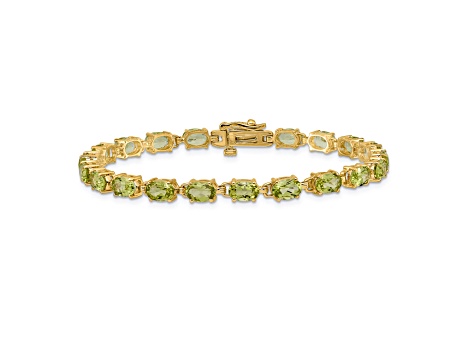 14K Two-tone Gold 6x4mm Oval Peridot Bracelet