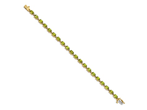 14K Two-tone Gold 6x4mm Oval Peridot Bracelet