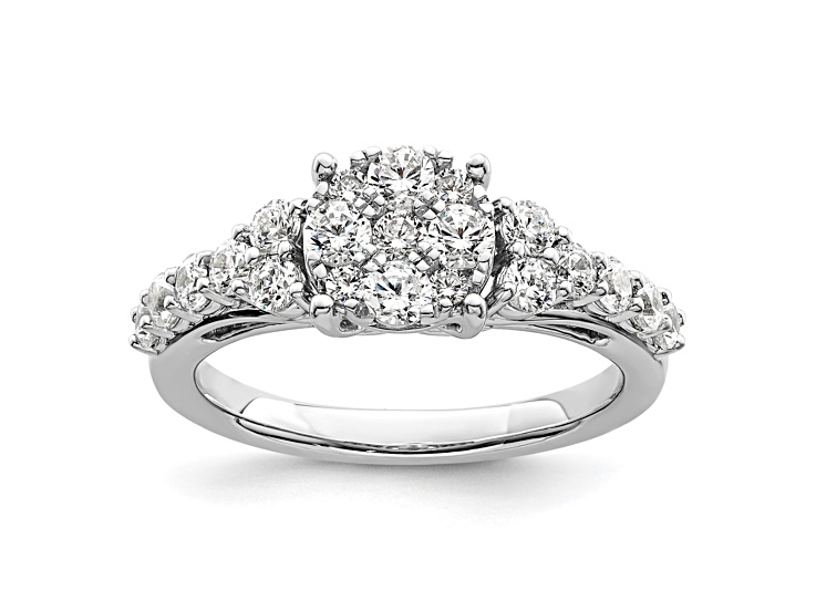 Rhodium Over 14K White Gold Lab Grown Diamond VS/SI GH, Cluster Ring 1.028ctw