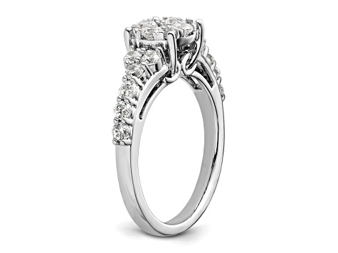 Rhodium Over 14K White Gold Lab Grown Diamond VS/SI GH, Cluster Ring 1.028ctw