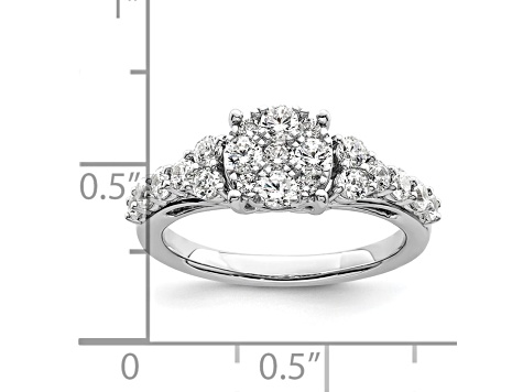Rhodium Over 14K White Gold Lab Grown Diamond VS/SI GH, Cluster Ring 1.028ctw