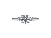 Round White Lab Grown Diamond Ring 14K White Gold 1.15ctw
