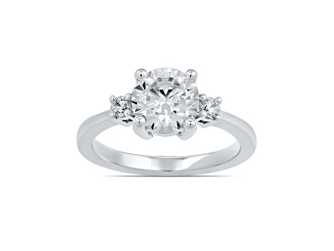 Round White Lab Grown Diamond Ring 14K White Gold 1.15ctw