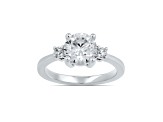 Round White Lab Grown Diamond Ring 14K White Gold 1.15ctw