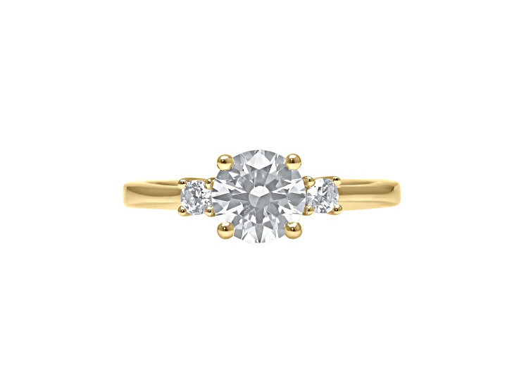 Round White Lab Grown Diamond Ring 14K Yellow Gold 1.15ctw