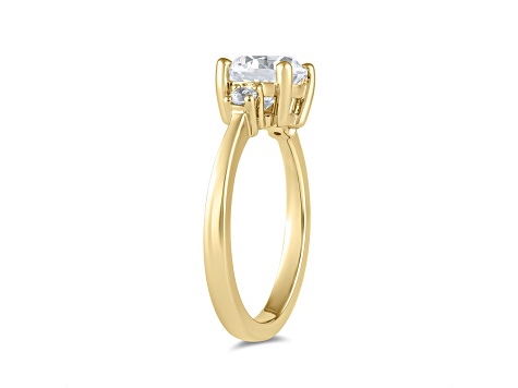 Round White Lab Grown Diamond Ring 14K Yellow Gold 1.15ctw