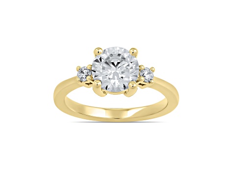 Round White Lab Grown Diamond Ring 14K Yellow Gold 1.15ctw