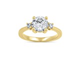 Round White Lab Grown Diamond Ring 14K Yellow Gold 1.15ctw