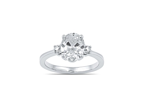 Oval White Lab Grown Diamond Ring 14K White Gold 1.15ctw