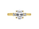 Oval White Lab Grown Diamond Ring 14K Yellow Gold 1.15ctw