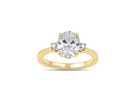 Oval White Lab Grown Diamond Ring 14K Yellow Gold 1.15ctw